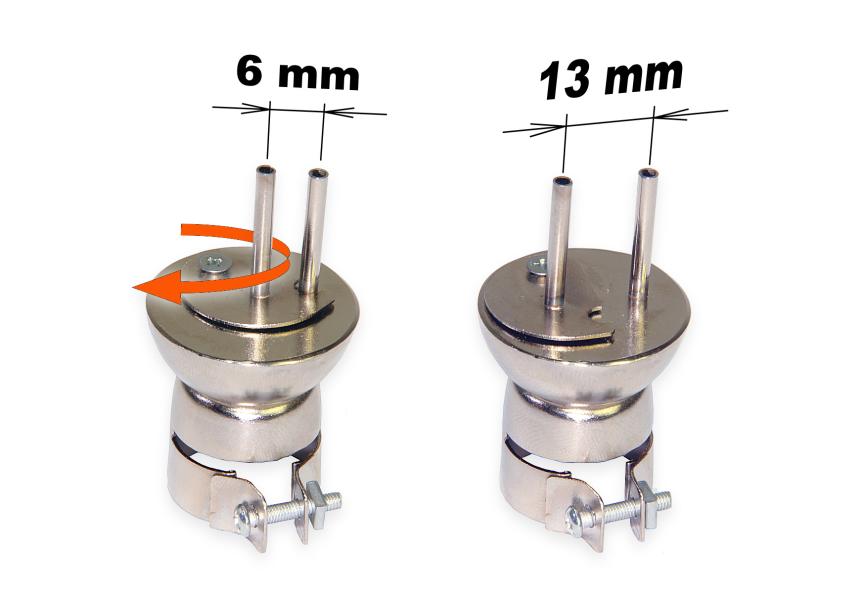 Horúcovzdušná dýza dvojitá nastaviteľná 2x3 mm, rozteč 6-13 mm typ 1325