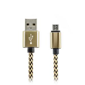 Kábel mikro USB - USB 2.0 Premium Metallic, opletený, rôzne farby, 20cm