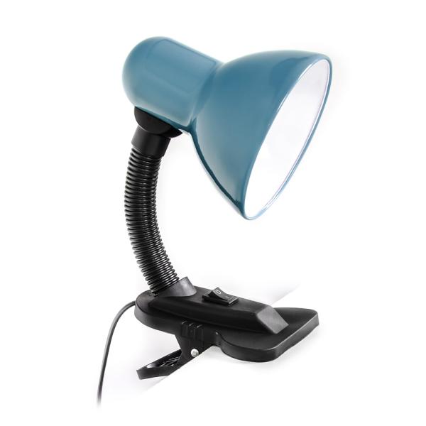 Flexibilná stolová lampa s klipom pre žiarovky E27 sivomodrá