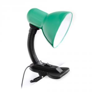 Stolná ohybná lampa s klipom pre žiarovky E27 tyrkysovo zelená