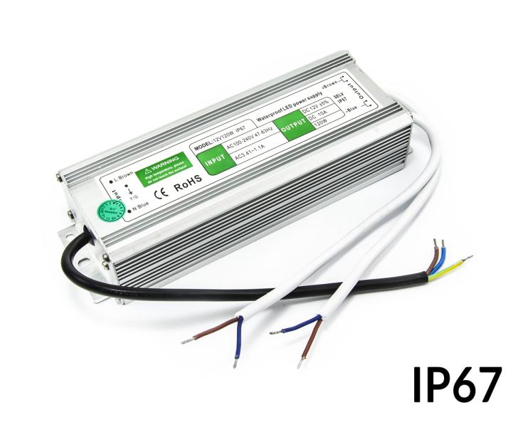 Napájací zdroj vonkajší IP67 pre LED pásiky 12V 10A 120W