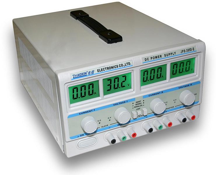 Dvojitý laboratórny zdroj JPS-305D-II - 2x30V/5A, 60V/5A, 30V/10A