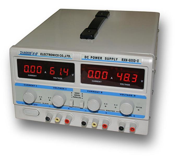 Dvojitý laboratórny zdroj RXN-605D-II - 2x60V/5A, 120V/5A, 60V/10A