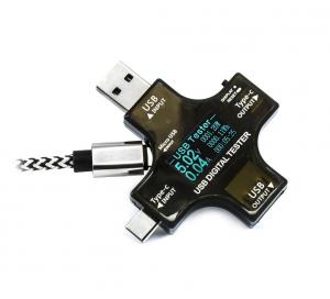USB multi tester s meraním kapacity, USB, micro USB, USB-C