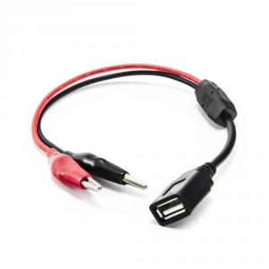 Testovací USB kábel - 2x napájacie krokosvorky 30cm samica