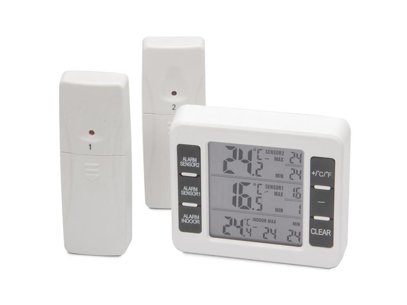 Digitálny teplomer s alarmom a dvoma bezdrôtovými snímačmi - 40 °C až 60 °C