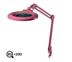 Ružová kozmetická LED lampa s lupou IB-178, priemer 178mm, 8D + 20D