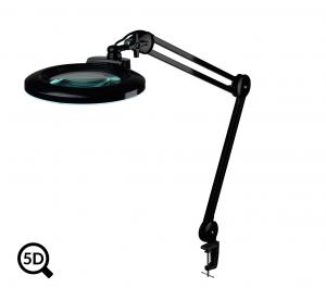 Čierna pracovná lampa s lupou IB-150 s reguláciou jasu, 5D