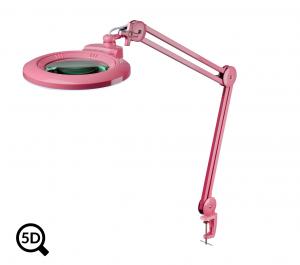 Ružová kozmetická LED lampa s lupou IB-150, priemer 150mm, 5D