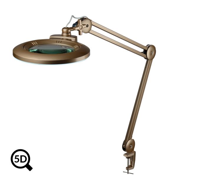 Zlatá stmievateľná LED lampa s lupou IB-150, priemer 150mm, 5D