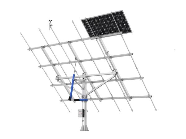 Dvojosový solárny tracker Huayue pre 12 panelov - 6,6 kW.