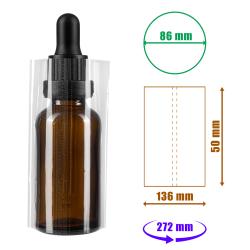 Priehľadná zmršťovacia fólia 50x136 mm s perforáciou na fľaše a obaly s priemerom do 86 mm