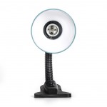 Flexibilná stolová lampa s klipom pre žiarovky E27 sivomodrá