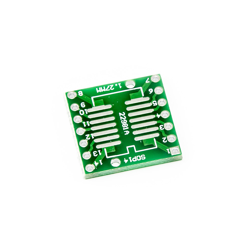 PCB redukcia z SOP14 0.65mm, SSOP14 1.27mm na DIP 2.54mm