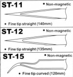 Nerezové antimagnetické pinzety VETUS HRC40° ST-11