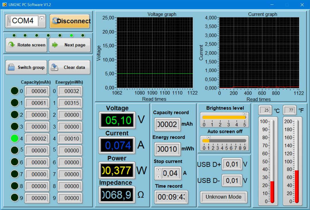 Profesionálny USB multimeter s farebným LCD displejom, PC softvérom, bluetooth