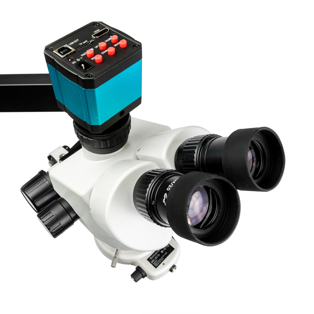 Trinokulárny mikroskop s otočným ramenom 14Mpix mikroskop s HDMI