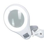 Biela stolová lampa IB-127 so 127 mm zväčšovacím sklom a LED podsvietením