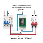 Meradlo celkovej a aktuálnej spotreby napätia a prúdu na DIN lištu PZEM-008, AC 50–300 V, 100 A